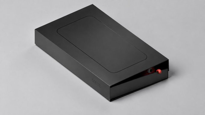 A black Sony-branded rectangular device, possibly a record player or audio component, photographed against a gray background.