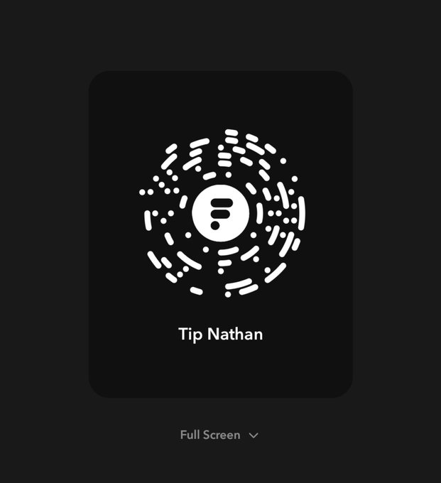 A QR code labeled 'Tip Nathan' on a dark background.