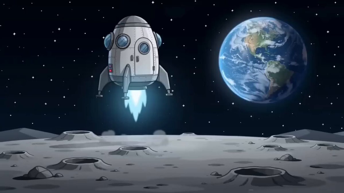 The image features a cartoon rocket ship flying through space, with the Earth visible in the background as well. The rocket ship has its nose pointed towards the sky, indicating that it's in motion or about to take off. The caption of the image reads "Hey NPC fam! See you all on the moon - you guys ready?". This post seems to be related to a space-themed event or gathering, possibly involving the launch of a rocket ship or an exploration mission to the Moon.

The overall scene is visually appealing and captures the imagination with its depiction of space travel and adventure.