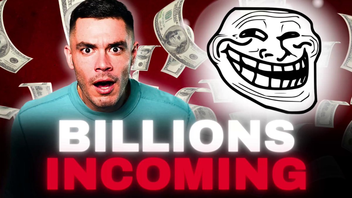 The image features a man with a surprised expression, surrounded by money falling from the sky. The text "BILLIONAIRS INCORPORATING" is written above him, indicating that he has been incorporated into a new company or project involving millions of dollars.