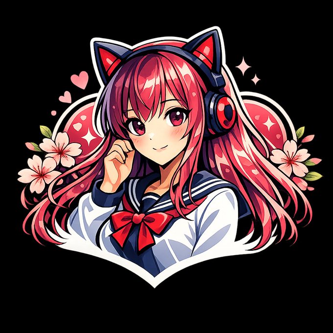 The image features a girl with long red hair wearing a sailor outfit and headphones. She has her hand up to her face, possibly posing for a photo or video. The background of the image is black, which contrasts with the girl's vibrant appearance. There are flowers in the background as well, adding to the overall aesthetic appeal of the scene. The caption at the bottom of the image reads "We are launching soon $WAIFU is an AI meme coin built on Solana First 500 Address 2,000,000 #SolanaAirdrop". This suggests that there might be a launch event or promotion related to the release of the coin.