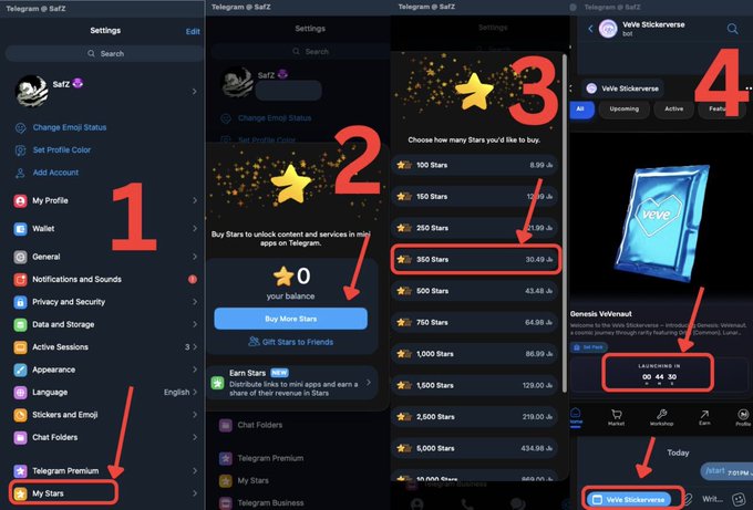 The image shows a screen of a smartphone displaying various details related to a Stickverse app called @veve_official's Genesis Ve venaut NFT collection, which seems to be about Disney, Marvel, or Star Wars collectibles. The screen is divided into three sections with icons and text showing different features like setting preferences, changing settings, and viewing the scorecard of stars and ratings for specific game characters in various apps. Among these options, there are buttons on the right side offering personalized recommendations based on the user's preferences or interests. The image also includes the caption: "In 15 min @veveOfficial is launching their Stickverse app on TG: @VeVe_tg NFT collection: Genesis Vevenaut If you are an OG, you will remember them World's leading digital collectibles platforms".
