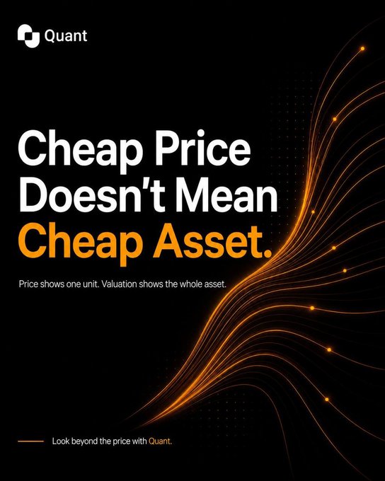 A Quant advertisement with the headline 'Cheap Price Doesn't Mean Cheap Asset' and tagline 'Price shows one unit. Valuation shows the whole asset.'