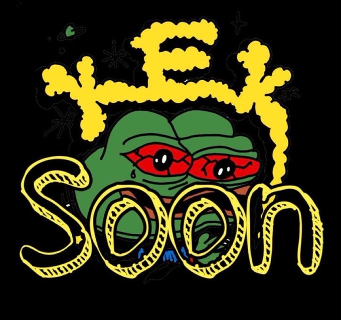 A stylized graphic logo featuring a green character with red eyes wearing a yellow crown, with the text 'lit Soon' in yellow bubble lettering against a black background.