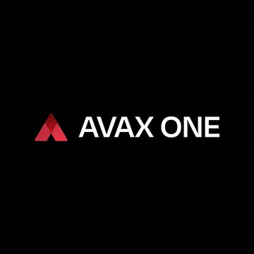 A black logo screen displaying 'AVAX ONE' with a red triangular Avalanche logo.