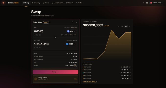 On the image there is a Helix Trade program. The word "swap" is presented as a banner. On the screen, the figures 0.0017, 162512281 and 95 9208382 are very prominent.