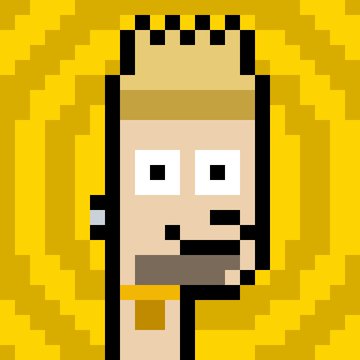 A pixel art illustration of King Mongkut (the King from the Civilization game series) wearing a golden crown and holding a scepter, with a golden ornamental background.