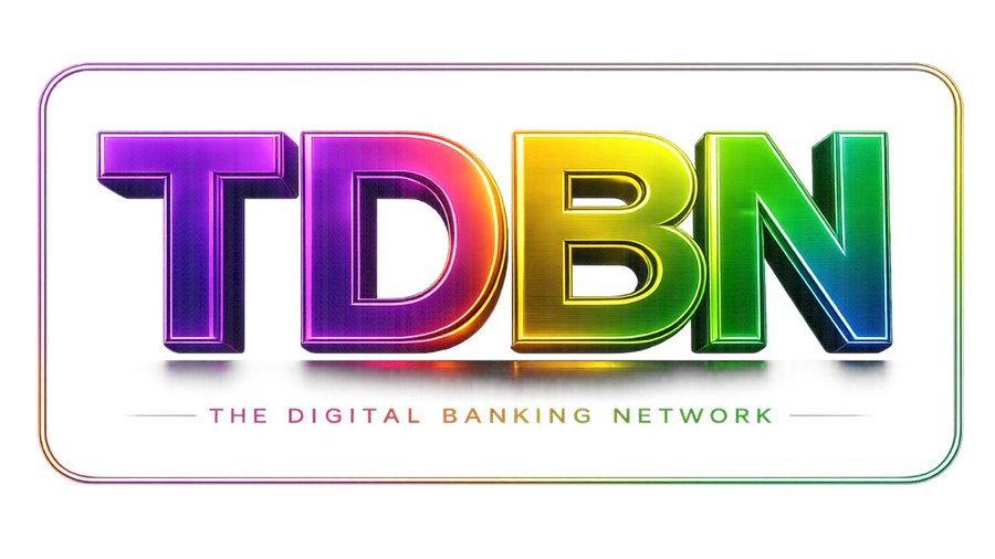 A colorful logo for TDBN, with the tagline "THE DIGITAL BANKING NETWORK," featuring each letter in a different vibrant gradient color.