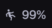 A black screen displaying a running figure icon next to the white text '99%', likely indicating battery level or loading progress.