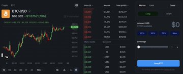 This image displays the Polymarket Perps interface, showing a BTC-USD chart and trading options, which aligns with the post's promotion of Polymarket Perps statistics.