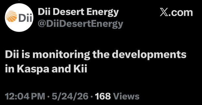 ili is monitoring the developments in Kaspa and Ki, with a list of views available for download at the bottom.