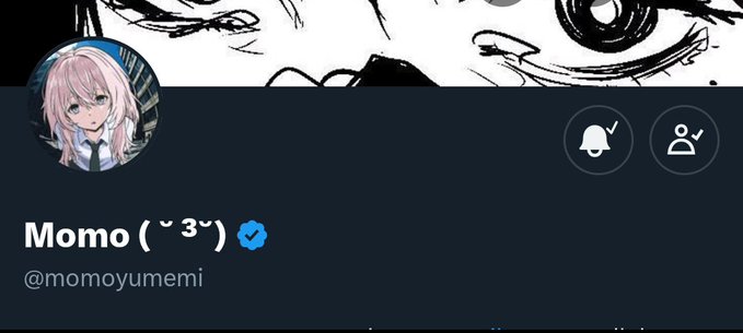The image shows the Twitter profile of "Momo ( ͡° 3°)" with the handle "@momoyumemi". This is likely the profile relevant to the upcoming mint details announced in the accompanying post.