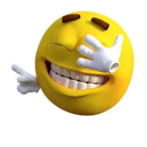 A 3D yellow smiley emoji laughs gleefully with closed eyes and a wide toothy grin, covering one eye with a white-gloved hand while pointing with the other, perfectly capturing the victorious excitement of finally seeing a stock move upward after a long streak of losses, despite baseless insider trading accusations.