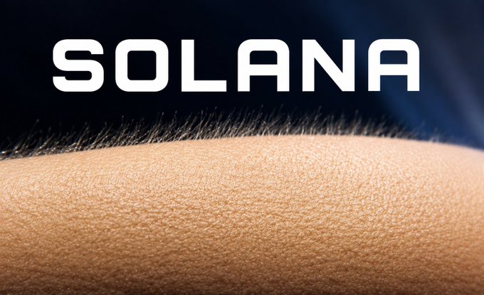 The image shows a close-up of a person's arm with their skin exposed, revealing a textured surface that appears to be dry or cracked. The word "Solana" is written in white letters above the image.