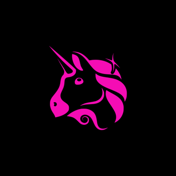 A stylized magenta unicorn logo on a black background, representing Uniswap, accompanies the announcement of the platform's new StablePair Hook for v4 dynamic fee stable pair trading on Ethereum.