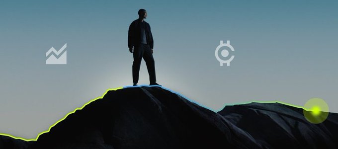 A man in a suit stands triumphantly atop a mountain peak overlooking a vast landscape, flanked by icons representing a rising chart and a gear/settings symbol.

The image symbolizes someone surveying the horizon—a fitting visual metaphor for the post's call to action, encouraging entrepreneurs to "summit" the peak of opportunity by announcing all their upcoming launches on Robinhood before the post fades into the page.