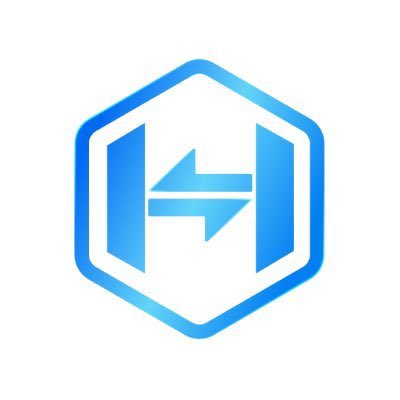 A blue hexagonal logo containing two opposing horizontal arrows pointing inward, resembling a transfer or exchange symbol on a white background.