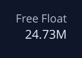 A simple dark blue screen displays the text 'Free Float' above '24.73M'.