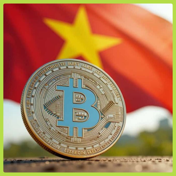 A golden Bitcoin coin rests against a blurred Vietnamese flag (red with a yellow star), symbolizing Vietnam's new cryptocurrency regulation under Decree 284/2026/NĐ-CP, which imposes fines up to 100 million VND for crypto-related violations starting September 1st.