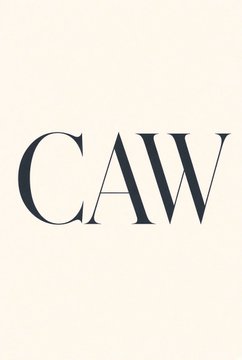 A minimalist logo featuring the serif letters 'CAW' in dark navy blue centered on a cream background.