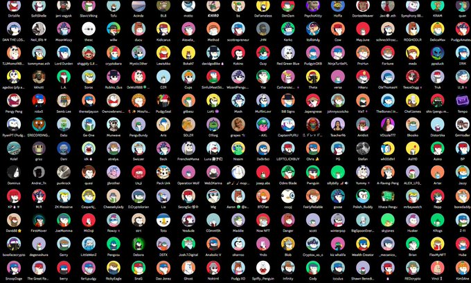 A massive grid of hundreds of small anime avatar icons arranged in rows and columns, representing a large collection of users.