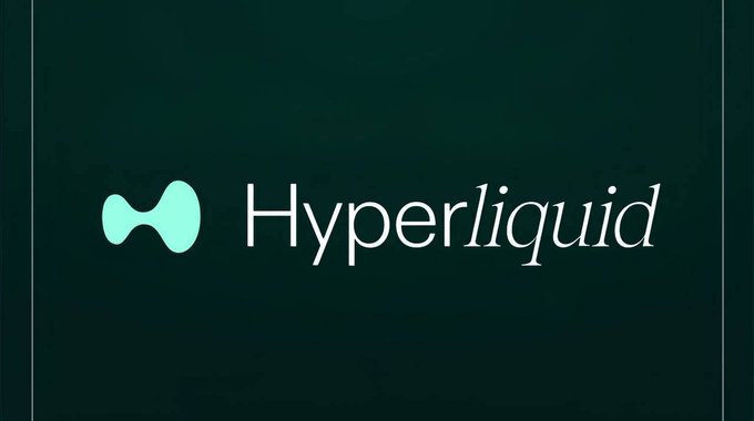The Hyperliquid logo displayed in white text with a teal geometric icon on a dark green background.