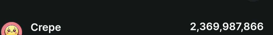 The image displays the Crepe logo alongside a large number, 2,369,987,866, which appears to represent a significant metric (likely market cap or token count) for the $CREPE cryptocurrency. This aligns with the post's theme of highlighting $CREPE's exceptional performance surpassing other tokens.