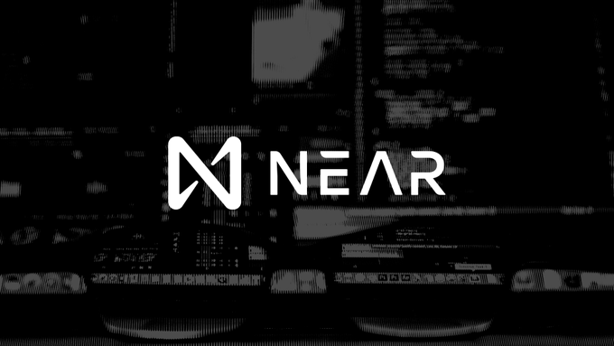 The NEAR Protocol logo is displayed in white against a dark, digital circuit-patterned background.