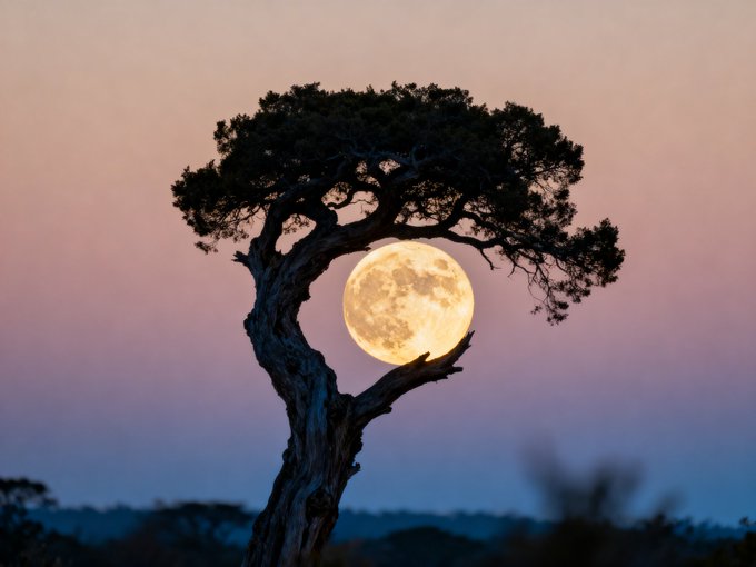 The image features a tree with a full moon above it, creating an interesting visual effect as the moon appears to be hanging from the top of the tree. The photo has been edited or manipulated to emphasize this unique scene, making it appear as if the moon is suspended in mid-air within the frame.

The post seems to be about a recent event involving the moon and the tree, possibly related to an eclipse or a celestial alignment. The image's title "Moon Cradle" suggests that there might have been some sort of celestial event taking place at the time the photo was taken.