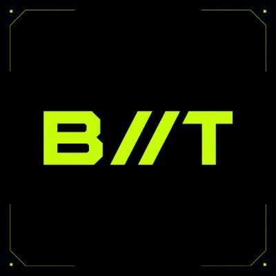 A black background with neon yellow-green text displaying 'B//T' in a digital, stylized font, framed by corner brackets.