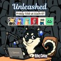 A digital flyer for an event called 'Unleashed' scheduled for 'Friday 31/10 at 11am ET', featuring a cartoon raccoon wearing headphones and using a laptop with the text 'POW CHAT'.