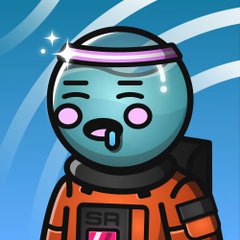 A cute cartoon astronaut character with pink glowing eyes and a cheerful expression is featured, wearing an orange spacesuit labeled "SR." The playful, futuristic design aligns with the "Ride with us @SpaceRidersXYZ" post, visually embodying the brand's space-themed, adventurous spirit.