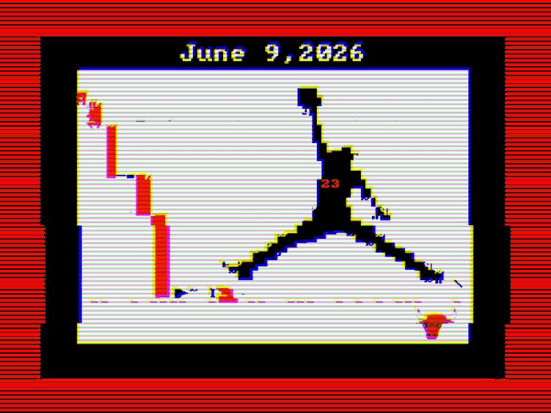 The image features a basketball player jumping into the air, with the date "June 9, 1996" displayed above him. Below the player's feet, there are two red boxes that say "Tez - 0.23 $ GOAT!". This suggests that the image is related to an advertisement or promotion for a basketball-related product or event.