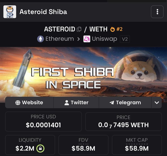 The image shows a screenshot of an online marketplace where users can buy, sell, and trade cryptocurrency (Bitcoin) for Etherium. It also contains an advertisement for First Shiiba in Space that uses a rocket ship and a dog's head as visuals to promote their product. The post has a price of $2,979.96 for the etherium coin and is sponsored by the website. Additionally, there is information about the wallet's cryptocurrency, which might be related to Ethereum.