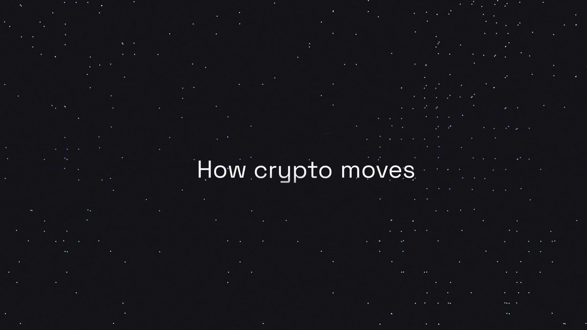 A dark screen with scattered white dots resembling stars displays the centered text 'How crypto moves'.