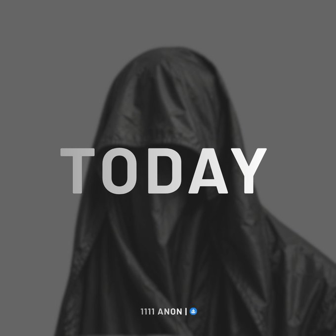 The image features an illustration of a person wearing a black hooded jacket, which has the word "Today" written across their face in white letters. The text is positioned at the bottom center of the image, drawing attention to the message being conveyed. The background of the image is a solid gray color, providing contrast and making the words stand out even more. The overall composition of the image suggests that it may be related to an online post or social media content, as indicated by the use of the word "111" in the image description.