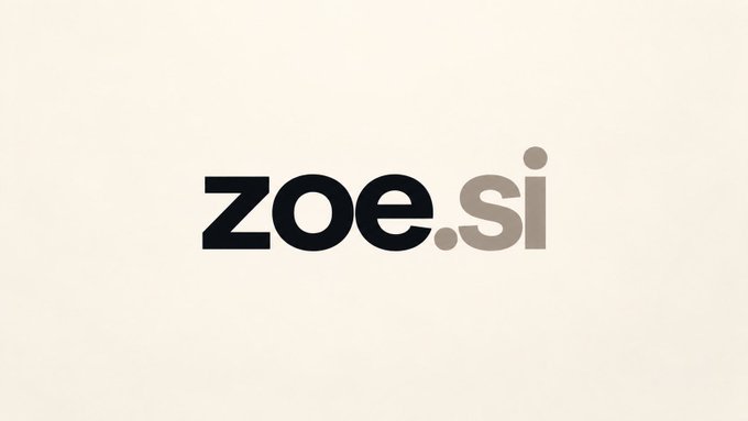 The zoe.si logo displayed in dark text on a cream-colored background.