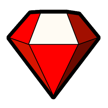 A red Ruby programming language logo (gem icon) on a dark background.