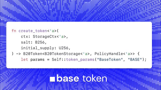 irtp base token logo and header, with a blue background featuring white text and a purple explosion graphic.