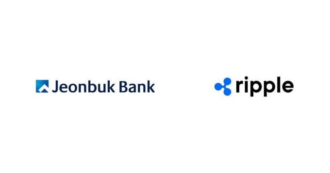 The logos for Jeonbuk Bank and Ripple displayed side by side on a white background.