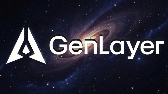 Logo image displaying 'GenLayer' text with a triangular A-shaped icon against a cosmic galaxy background.
