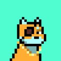 A pixel art Shiba Inu dog wearing sunglasses and a gold chain is displayed against a teal background. The image ties into the post's theme about loyalty and purpose, representing the "doginaldogs" NFT community with a stylish, confident dog character.