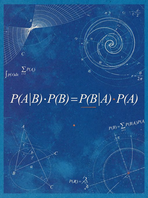 The image displays mathematical equations and diagrams related to probability and geometry, including the equation P(A|B) * P(B) = P(B|A) * P(A). The $HARMONIC ticker is visible at the bottom.