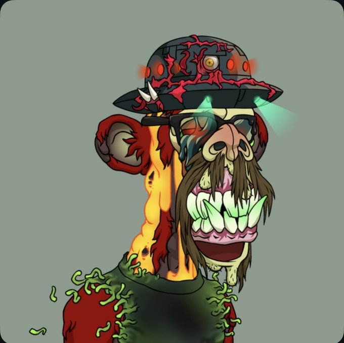 A cartoonish illustration shows a menacing, monstrous character with a cracked military helmet, glowing green eyes, a wide toothy grin, and green slime dripping from its red shirt.