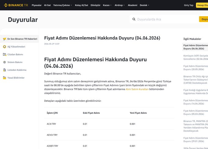 The image shows a computer screen displaying a webpage with text written in Turkish, which appears to be related to an advertisement or promotion for a product or service. The website has multiple tabs open, including one tab that says "binance tr" on top of it.