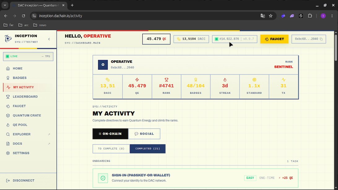 The image shows a computer screen displaying a webpage with information about a website called "@dac_chain". The webpage has a list of numbers, possibly representing data or statistics related to the website's performance. The image also contains text that reads "Another day of interaction at @dac_chain", which suggests that the user is interacting with the website and collecting data on its performance.