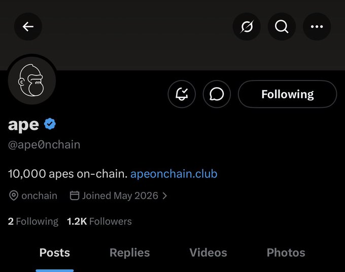 The image shows a social media post with a black background that displays information about an ape0nchain account. The post includes a list of followers, a link to a video, and a caption for the post. The text "Early finds @ape0nchain - supply - 10k @fomoonchain - supply - 10k Might be worth checking out" is also present in the image.