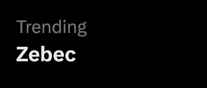 In the image, there is a poster that says "Trending Zebec" along with a logo. The logo features an arrow pointing downwards towards the word "Zebra", indicating its significance or relevance to the trendiness of Zebec. This suggests that the poster might be related to a particular event or product involving the name Zebec, and it wants to capture people's attention by highlighting the increasing popularity of this brand or idea.