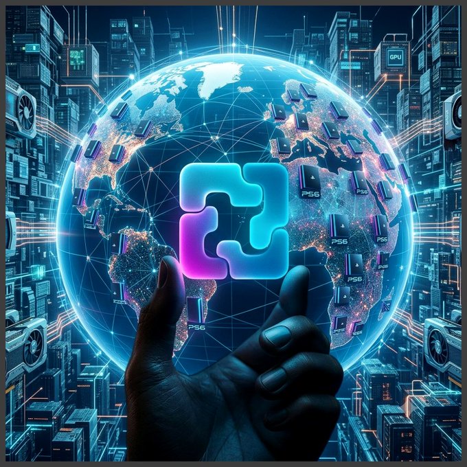 A silhouetted hand holds a glowing Jasmy (JASMY) logo at the center of a digital globe interconnected with PlayStation consoles and GPU hardware, visually representing the project's ties to Sony's PlayStation legacy and its global, tech-driven ambitions.

The image illustrates the post's message by symbolically linking Jasmy's decentralized network to the PlayStation brand—highlighting the team's roots in PS design and the project's relevance through former CTO Chatani's advisory role at Janction.
