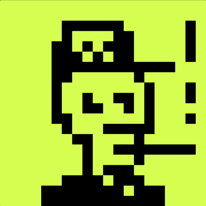 A pixel-art character in black on a bright yellow-green background, appearing to be from the LilBandits or similar NFT collection.